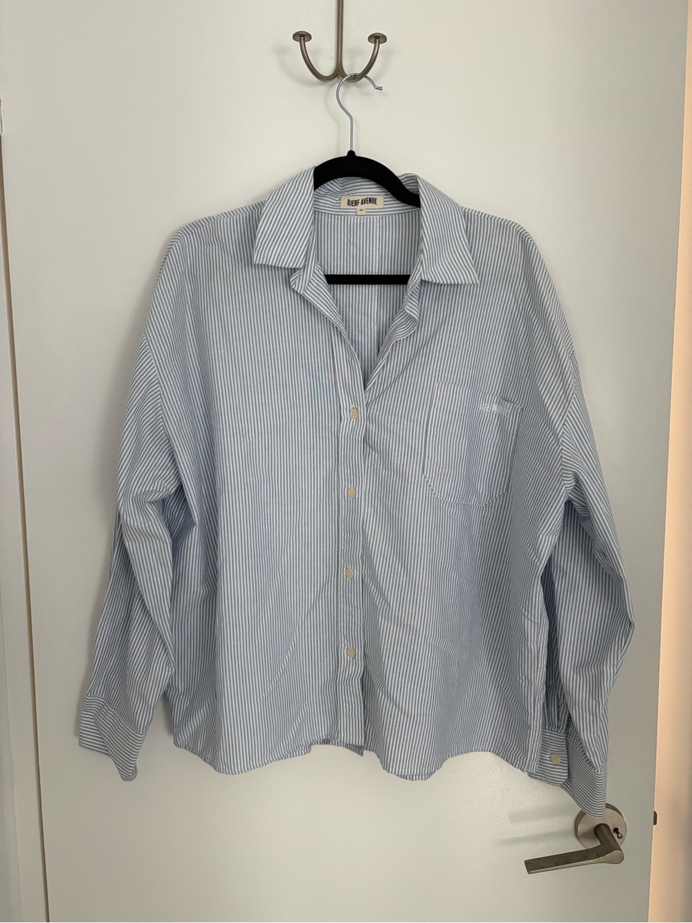 Djerf Avenue Light Blue & White Pinstripe Button-Down Shirt